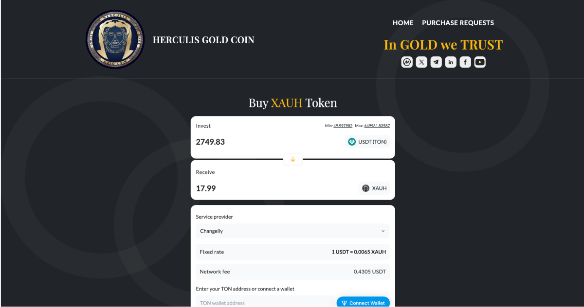 Herculis Gold Coin platform