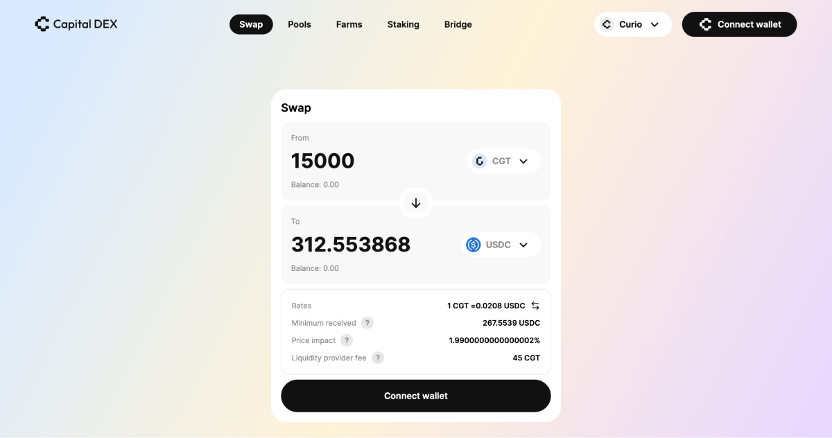 Capital DEX interface