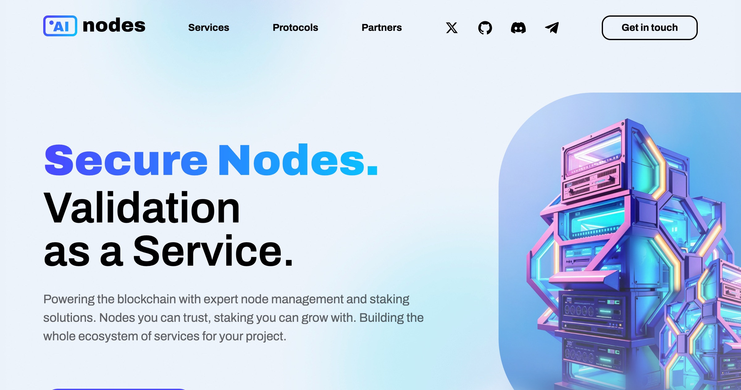 AI Nodes blockchain infrastructure website